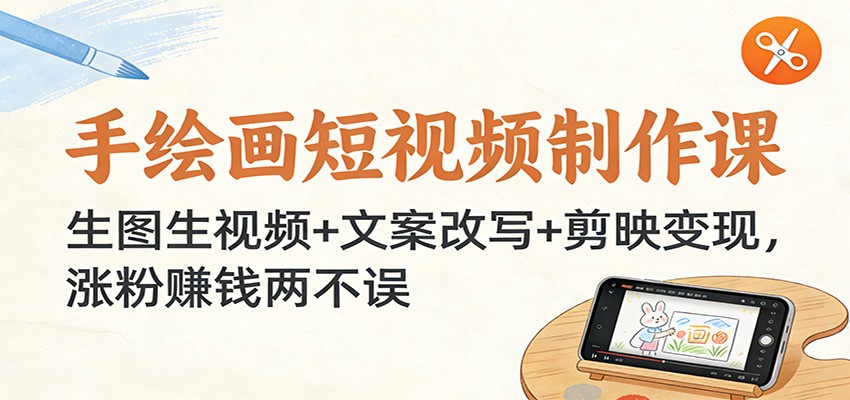 手绘画短视频制作课:生图生视频+文案改写+剪映变现,涨粉赚钱两不误-366资源网