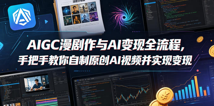 AIGC漫剧创作与AI变现全流程，手把手教你自制原创AI视频并实现变现-366资源网