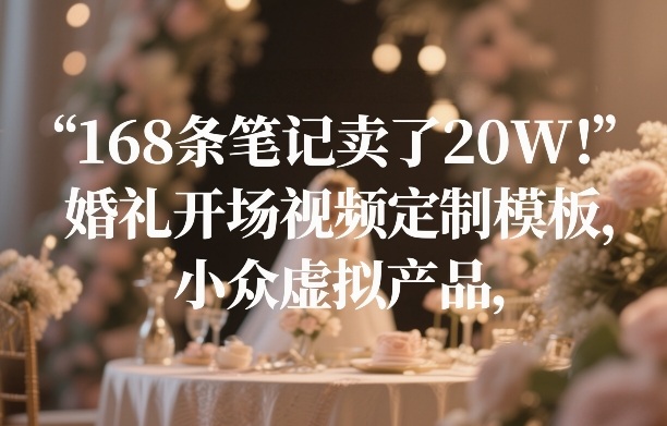168条笔记卖了20W!婚礼开场视频定制模板,小众虚拟产品-366资源网