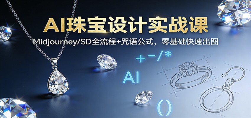 AI珠宝设计实战课:Midjourney/SD全流程+咒语公式,零基础快速出图-366资源网