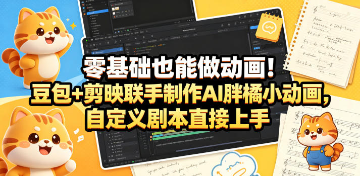 零基础也能做动画！豆包+剪映联手制作AI胖橘小动画，自定义剧本直接上手-366资源网