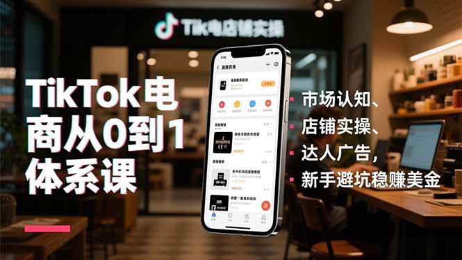 (16818期)TikTok电商从0到1体系课,市场认知、店铺实操、达人广告,新手避坑稳赚美金-366资源网