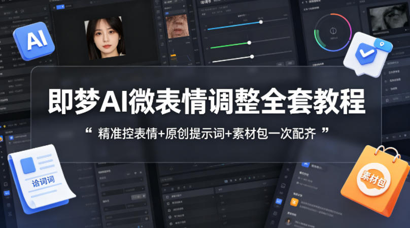 即梦AI微表情调整全套教程，精准控表情+原创提示词+素材包一次配齐-366资源网
