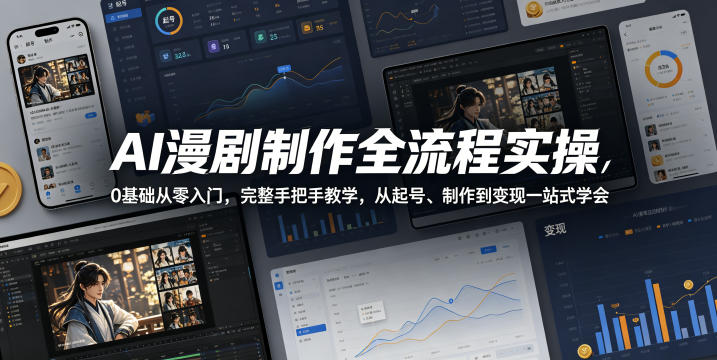AI漫剧制作全流程实操，0基础从零入门，完整手把手教学，从起号、制作到变现一站式学会-366资源网